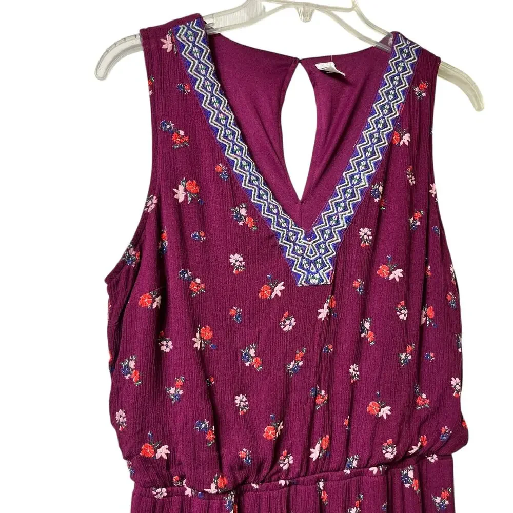 Sleeveless Floral  Gauze Midi Dress Embroidered Y2K 90'S  M   Cottagecore (2835)